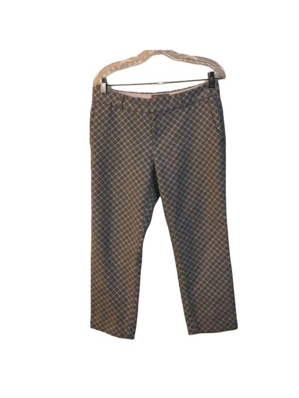 Banana Republic Geometric Print Hampton Pants Petite 8P Gray & White